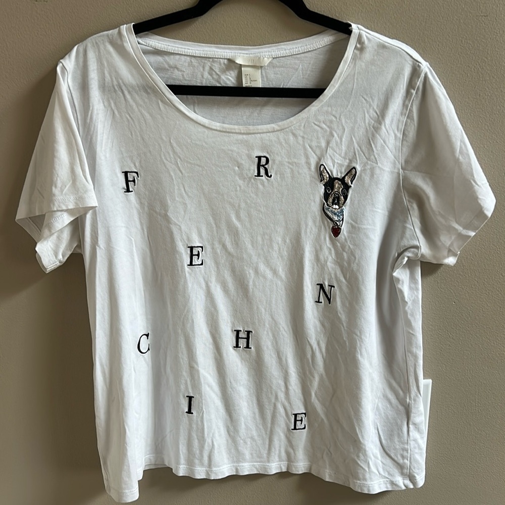 H&M French Bulldog Cotton TShirt Size Large